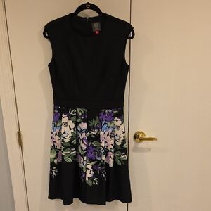 Vince Camuto Black  Dress with Purple and White Floral